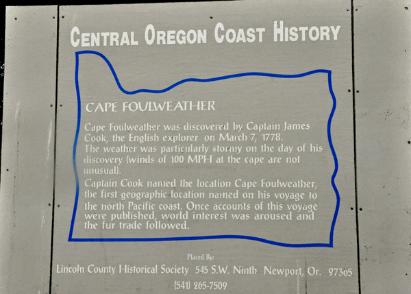 Cape Foulweather sign